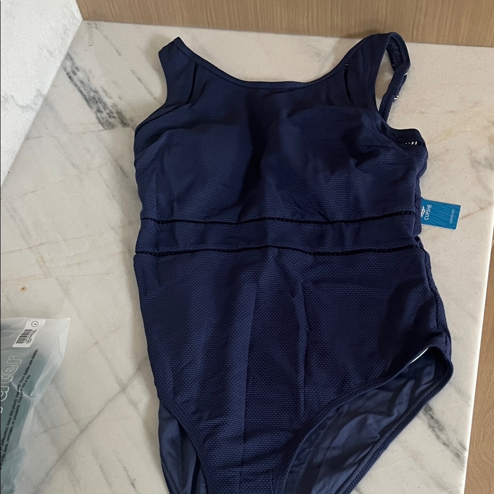Cupshe Deep Blue Textured Swimsuit